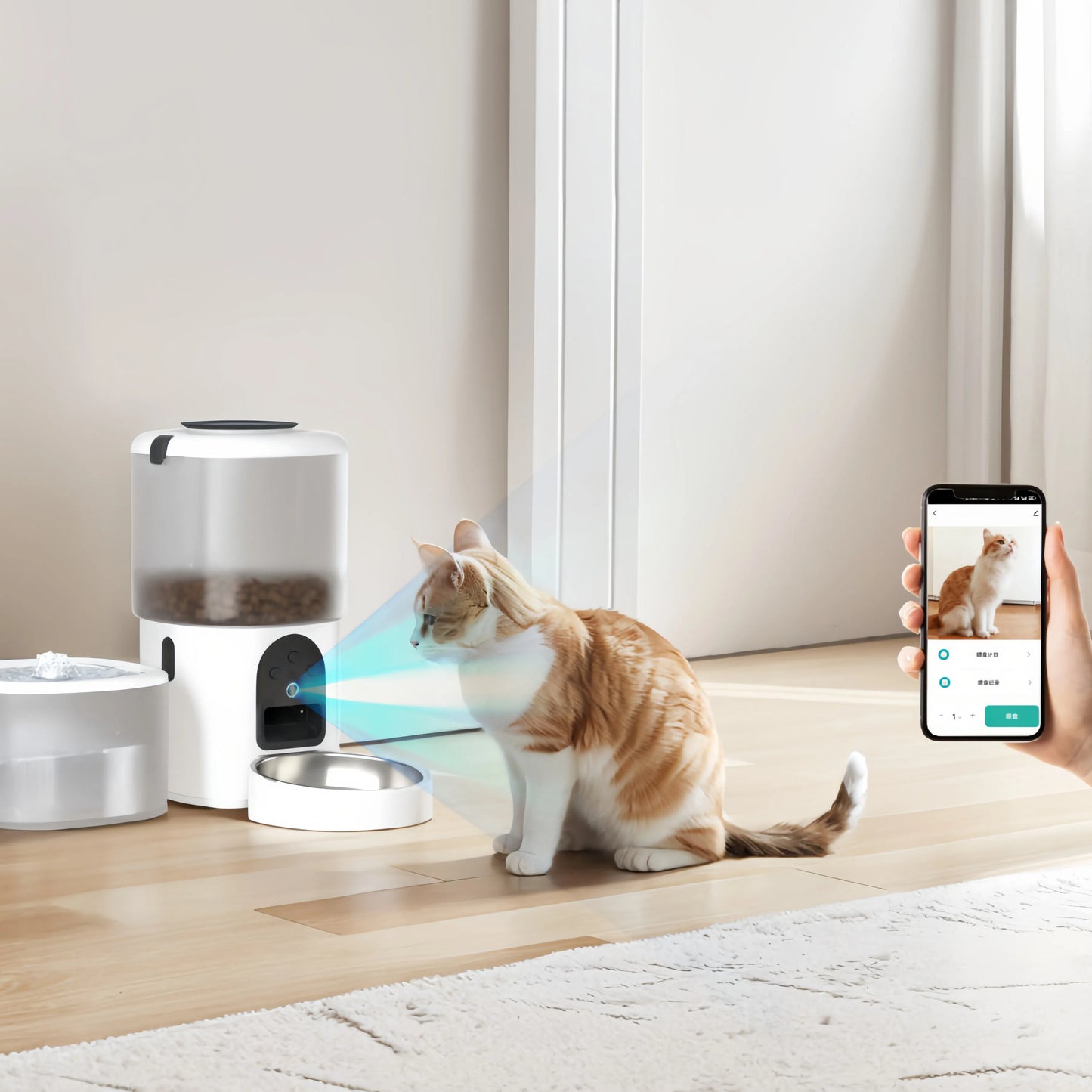Smart Food & Water Dispenser Combo - 4.5L Feeder, 2.5L Tank,Multifunctional Control Panel, Battery Backup, APP/WiFi/Video Options