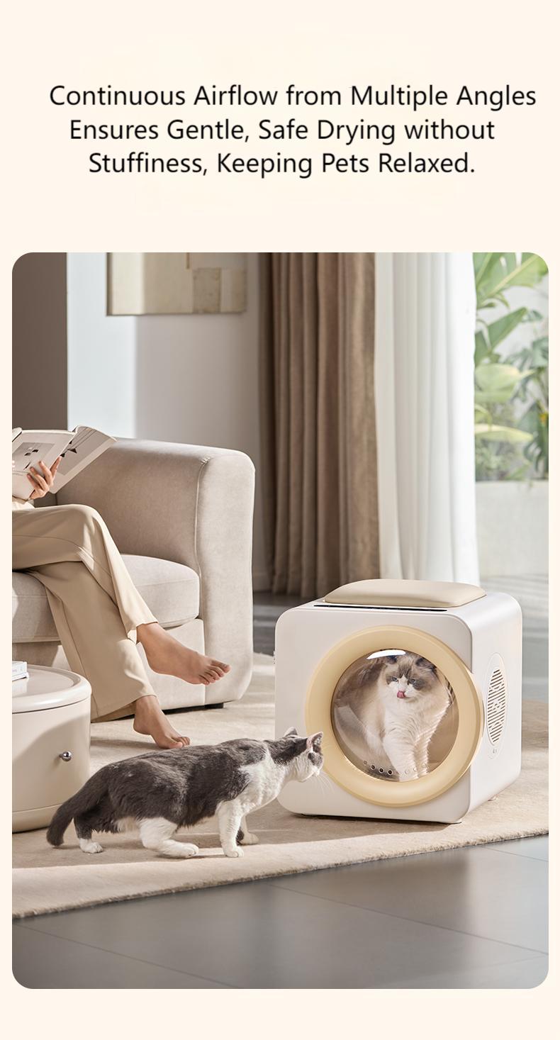 Automatic Pet Dryer Box for Cats and Small Dogs, 37dB Ultra Quiet 62L Capacity Cat Dryer Box with APP Control, 360°Efficient Dog Dryer Box and Smart Temperature Control for Pet Grooming