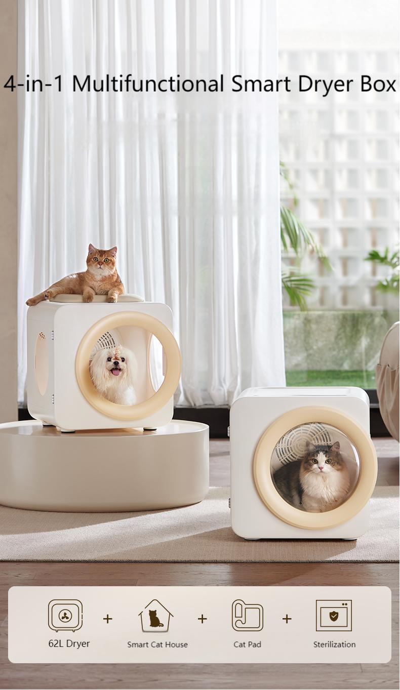 Automatic Pet Dryer Box for Cats and Small Dogs, 37dB Ultra Quiet 62L Capacity Cat Dryer Box with APP Control, 360°Efficient Dog Dryer Box and Smart Temperature Control for Pet Grooming
