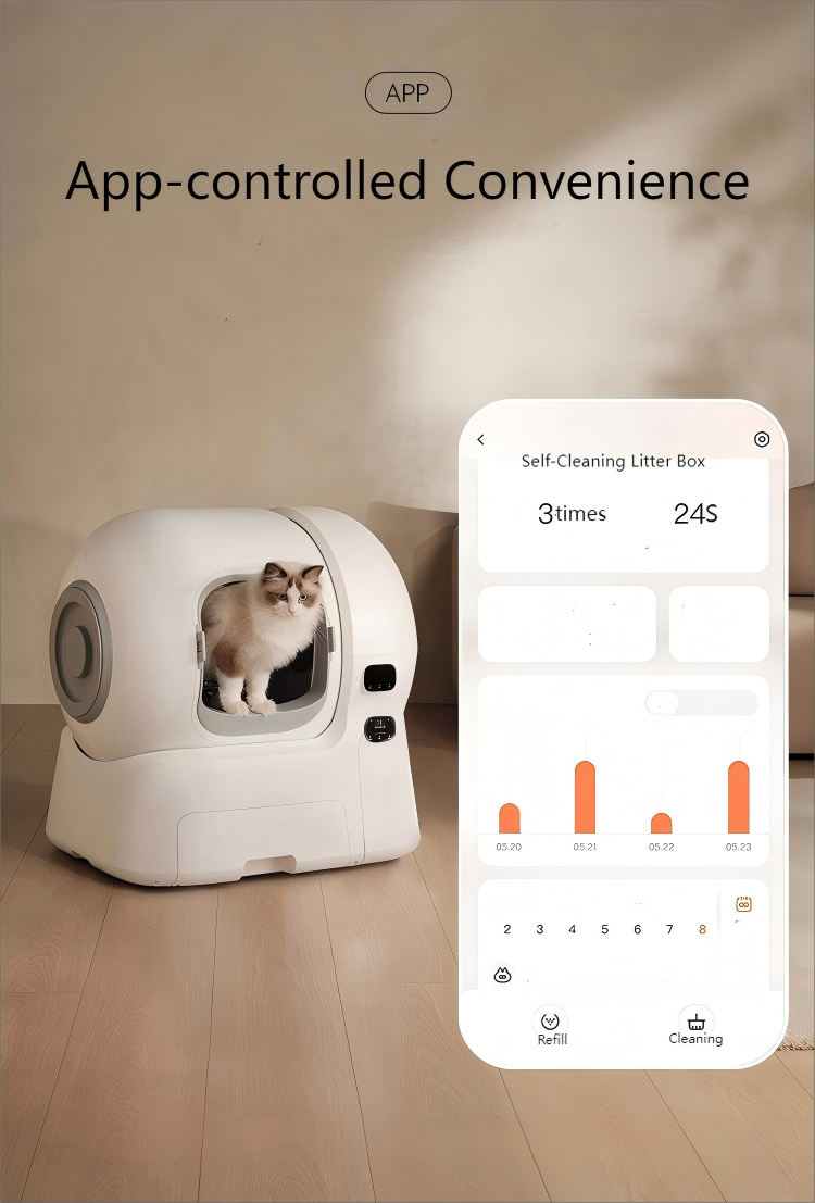 106L+12L Large Capacity Self-Cleaning Cat Litter Box with 2.4G WiFi & App Control, Automatic Refill System, Dual Filters Included for Multiple Cats