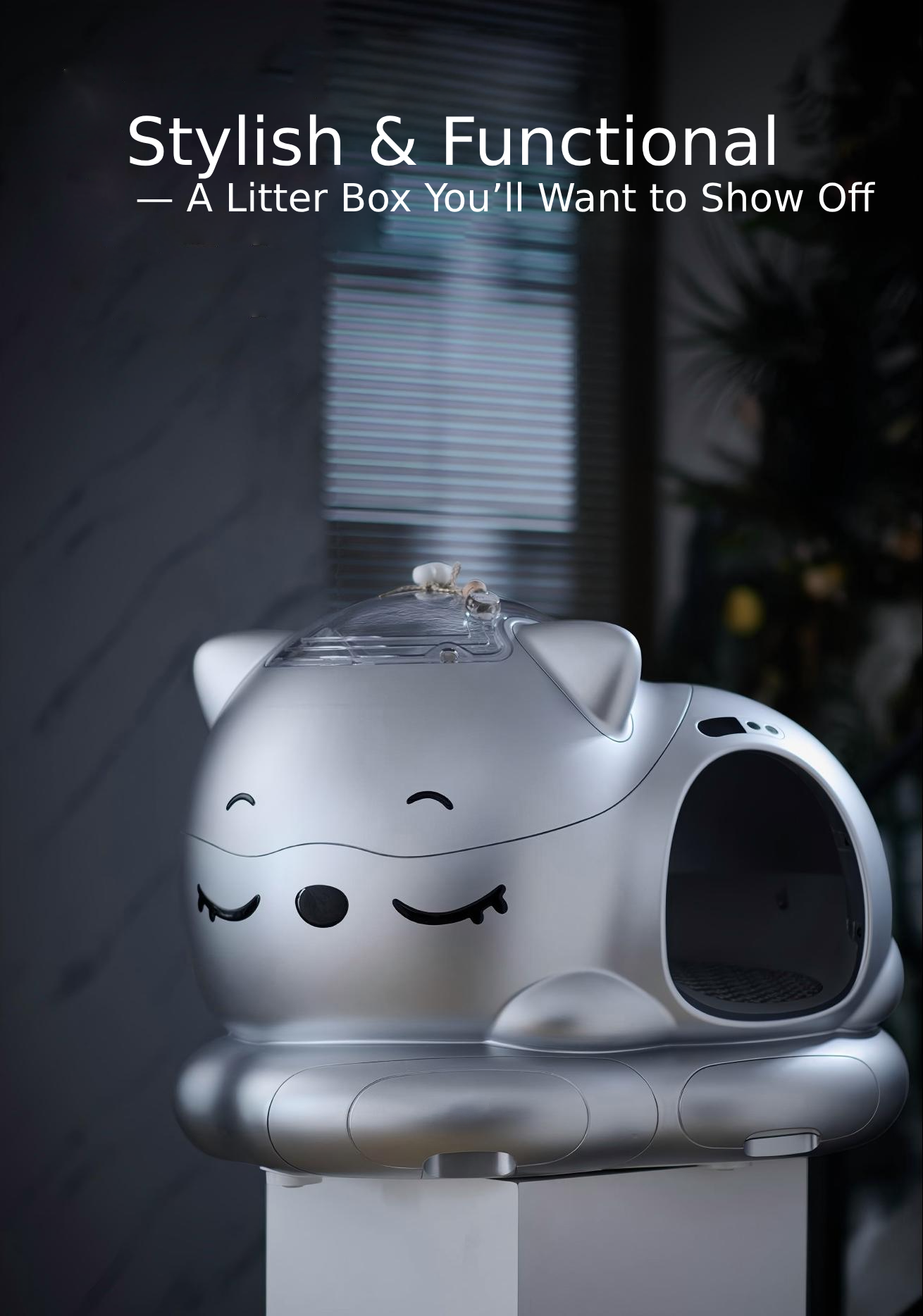 Meluaimpet Self-Cleaning Litter Box - Cat-Shaped Design for Comfort, 80L+10L Capacity, Smart App Control, Automatic