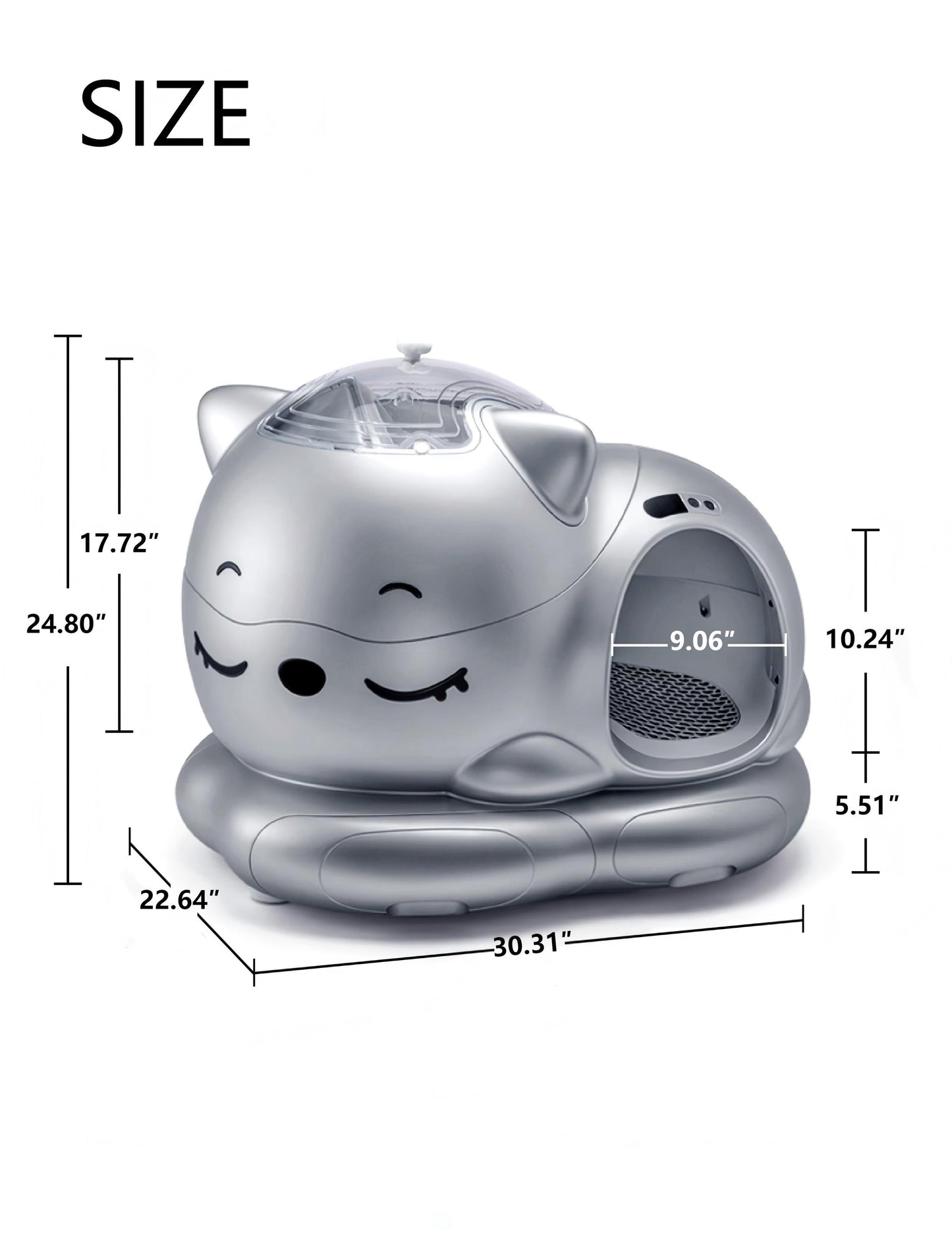 Meluaimpet Self-Cleaning Litter Box - Cat-Shaped Design for Comfort, 80L+10L Capacity, Smart App Control, Automatic