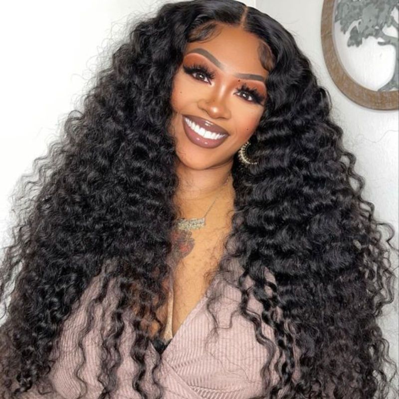 20 Inch Brazilian Raw Virgin Hair 13x6 13X4 Natural Deep Wave Glueless Frontal Human Hair Transparent HD Lace Front Wigs