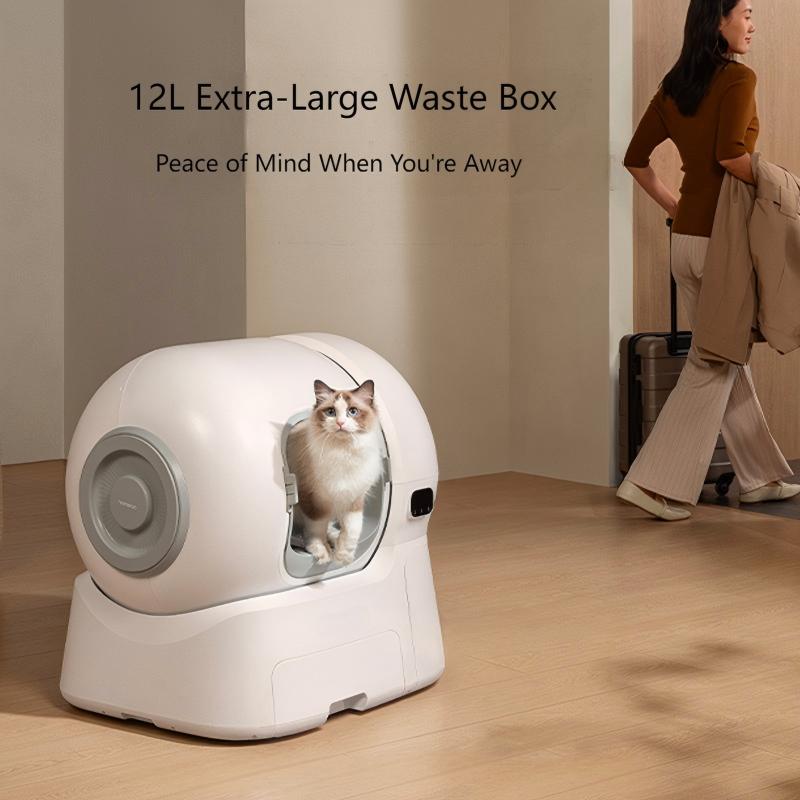 106L+12L Large Capacity Self-Cleaning Cat Litter Box with 2.4G WiFi & App Control, Automatic Refill System, Dual Filters Included for Multiple Cats
