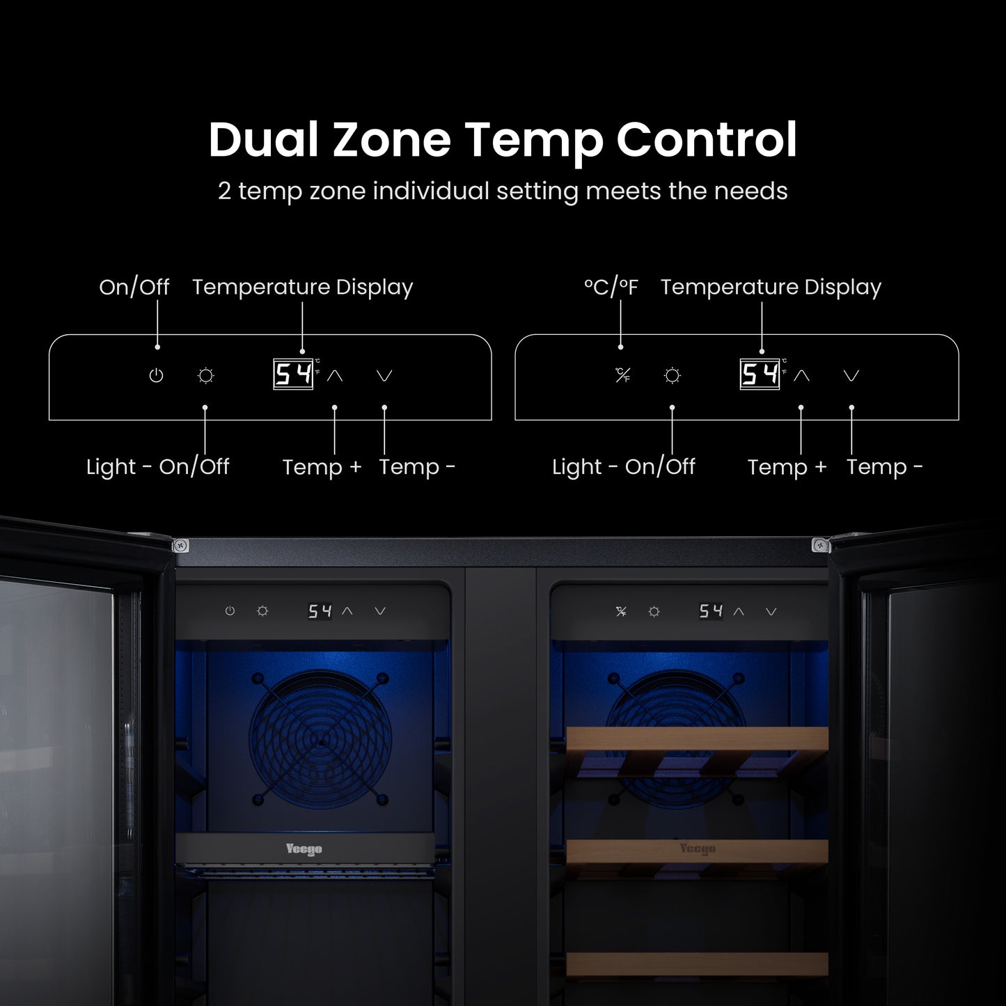 24 in. 20-Bottles Wine and 60-Cans Beverage Cooler Dual Zone Refrigerator