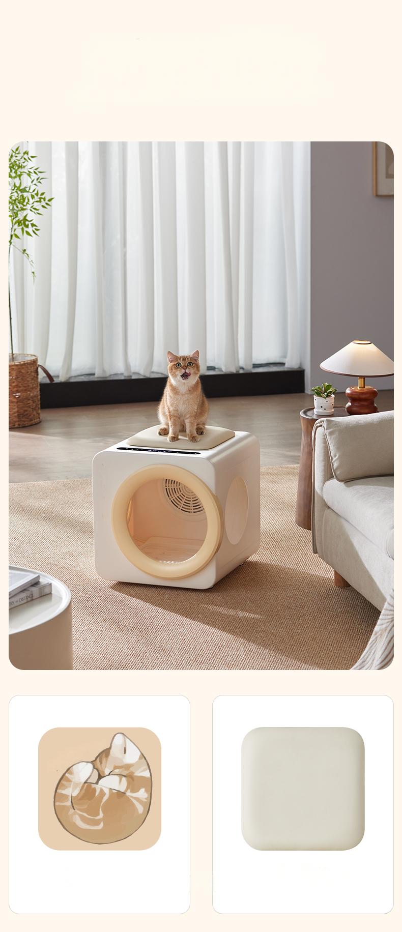 Automatic Pet Dryer Box for Cats and Small Dogs, 37dB Ultra Quiet 62L Capacity Cat Dryer Box with APP Control, 360°Efficient Dog Dryer Box and Smart Temperature Control for Pet Grooming