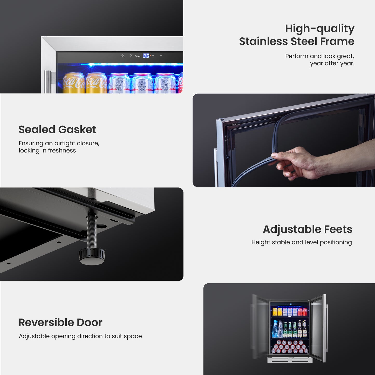 24 in. Single Zone 180-Cans Beverage Cooler