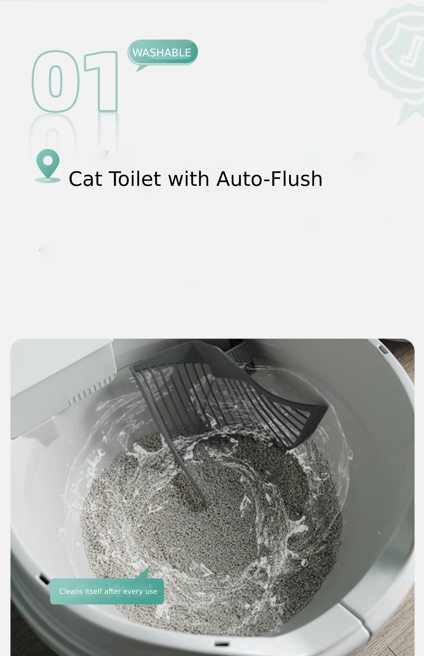 Meluaimpet ScoopFree Automatic Self-Cleaning Cat Litter Box App Controlled with Health Monitoring Flushable Cat Litter Advanced Odor Control