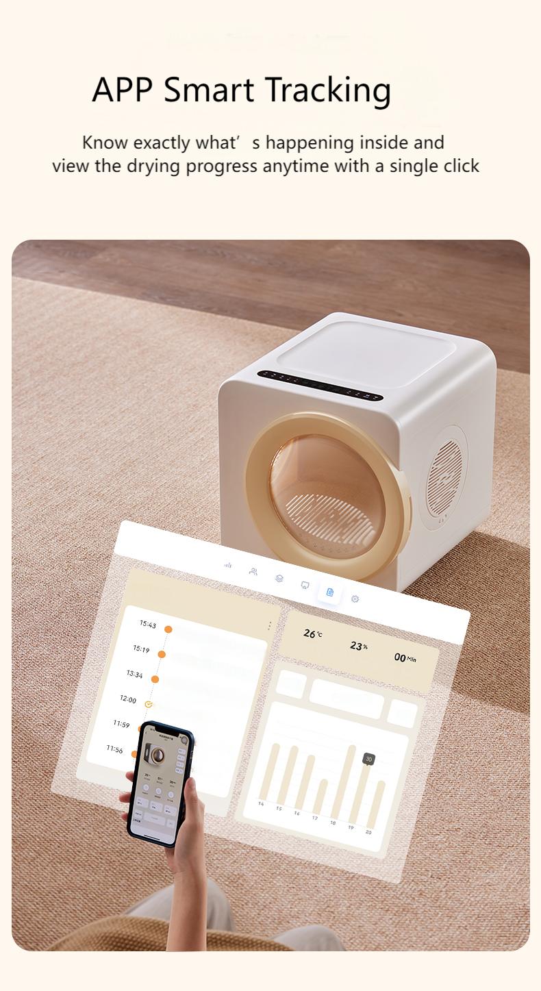 Automatic Pet Dryer Box for Cats and Small Dogs, 37dB Ultra Quiet 62L Capacity Cat Dryer Box with APP Control, 360°Efficient Dog Dryer Box and Smart Temperature Control for Pet Grooming