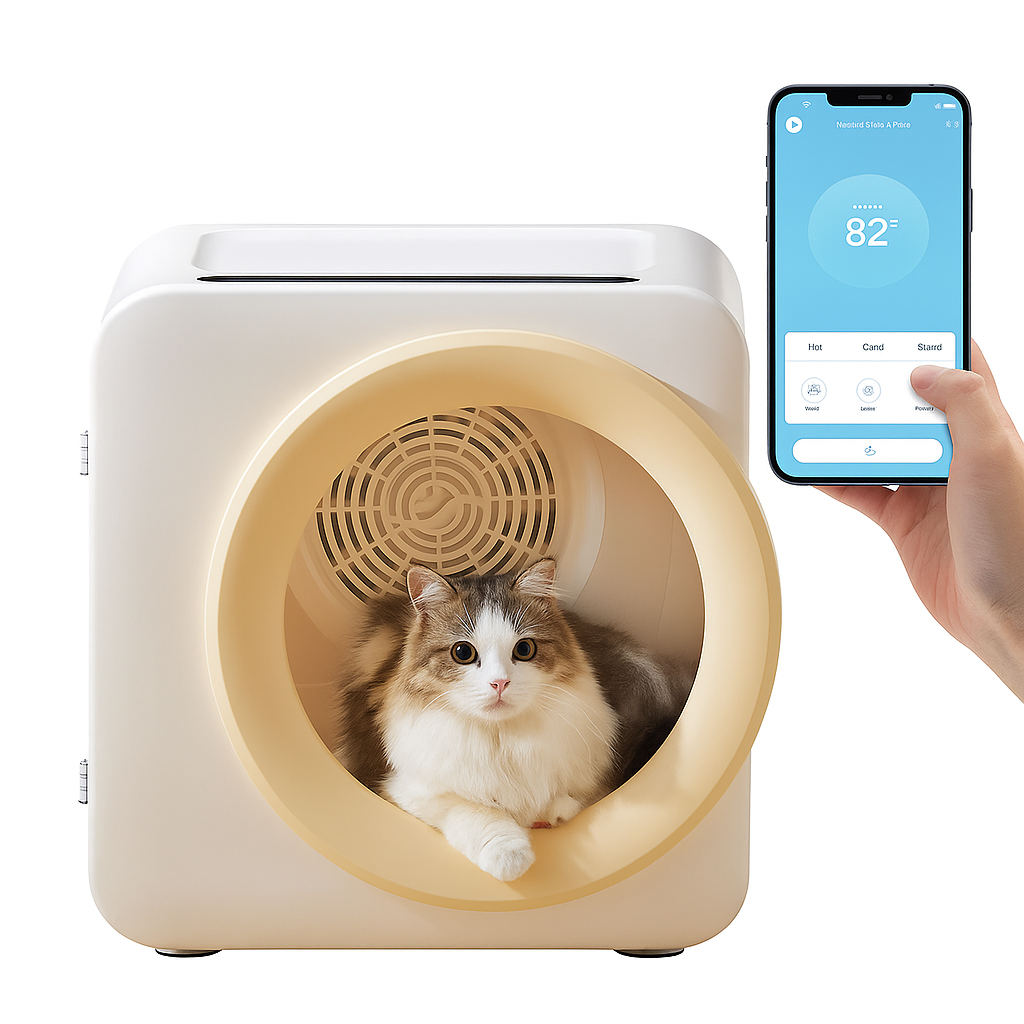 Automatic Pet Dryer Box for Cats and Small Dogs, 37dB Ultra Quiet 62L Capacity Cat Dryer Box with APP Control, 360°Efficient Dog Dryer Box and Smart Temperature Control for Pet Grooming