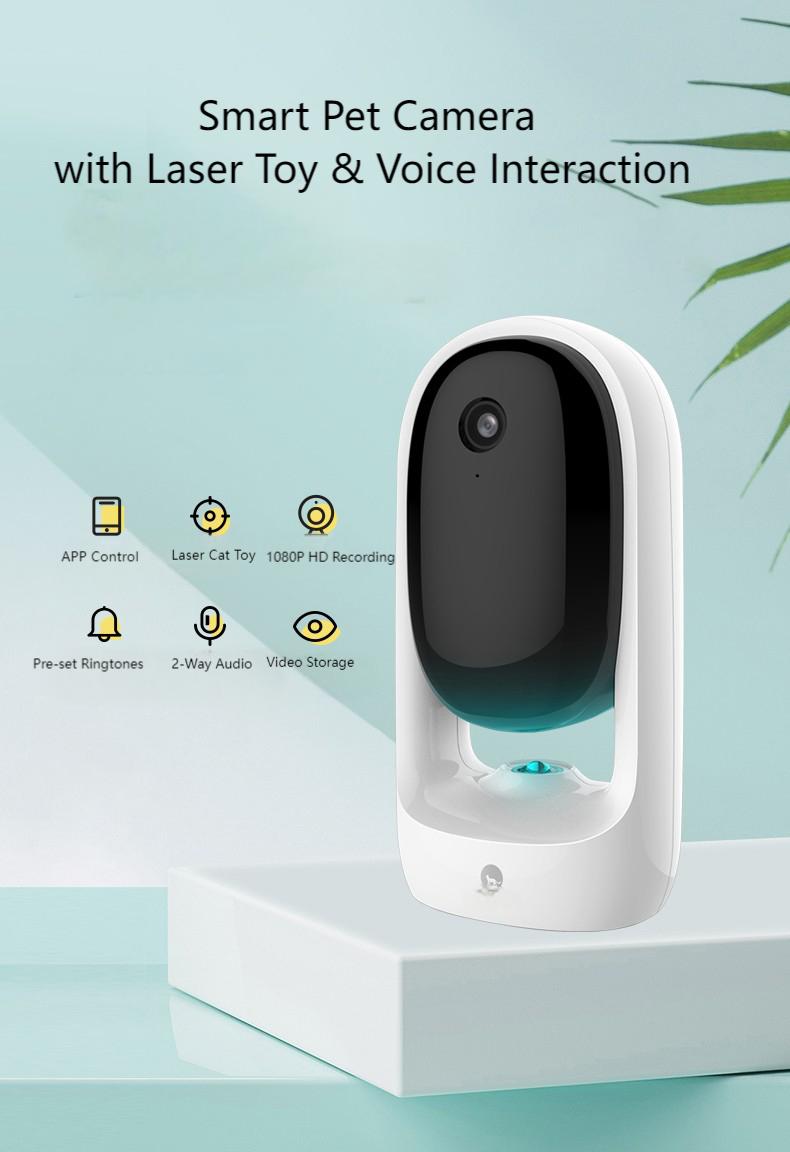 Smart Pet Camera with Laser Toy & Voice Interaction, Laser Cat Teaser, Interactive Cat Laser Toy, Colorful Ambient Light, APP Control, for Cats & Kittens