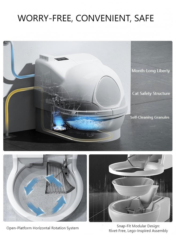 Meluaimpet ScoopFree Automatic Self-Cleaning Cat Litter Box App Controlled with Health Monitoring Flushable Cat Litter Advanced Odor Control