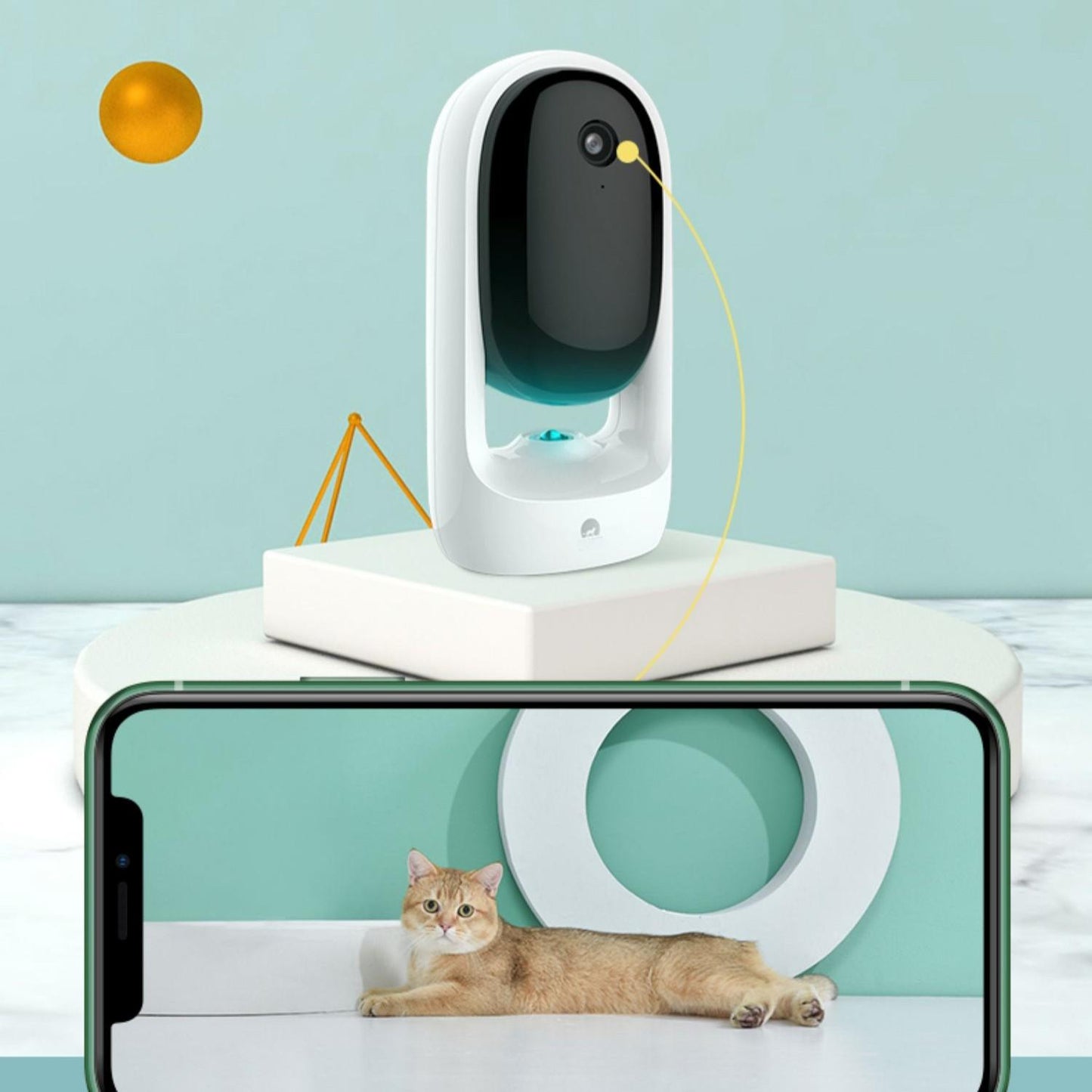 Smart Pet Camera with Laser Toy & Voice Interaction, Laser Cat Teaser, Interactive Cat Laser Toy, Colorful Ambient Light, APP Control, for Cats & Kittens