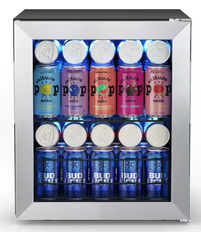 16.9 in. Single Zone 65-Cans Freestanding Compressor Beverage Cooler Refrigerator Fridge in Stainless Steel Frost Free