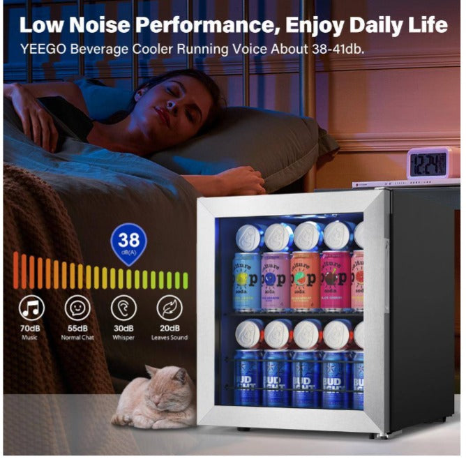 16.9 in. Single Zone 65-Cans Freestanding Compressor Beverage Cooler Refrigerator Fridge in Stainless Steel Frost Free