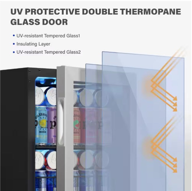 16.9 in. Single Zone 65-Cans Freestanding Compressor Beverage Cooler Refrigerator Fridge in Stainless Steel Frost Free