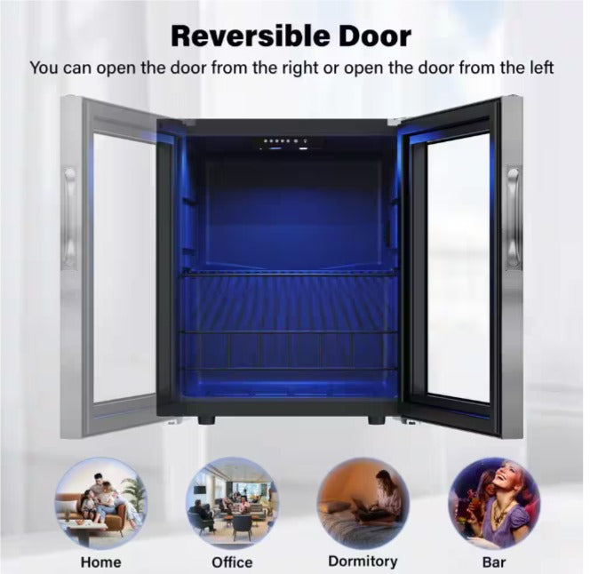 16.9 in. Single Zone 65-Cans Freestanding Compressor Beverage Cooler Refrigerator Fridge in Stainless Steel Frost Free