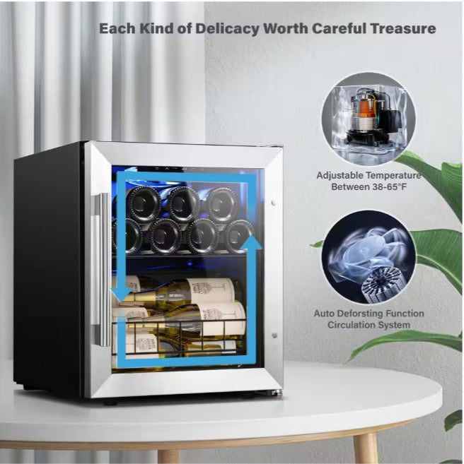 Single Zone 12-Bottle Freestanding Compressor Wine Cooler Refrigerator Fridge Cellar Cooling Unit in Stainless Steel