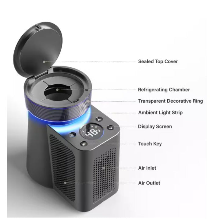 5.9 in. Portable Single Bottle Cellar Cooling Unit Wine Beverage Cooler in Stainless Steel + Car Charger Adapter
