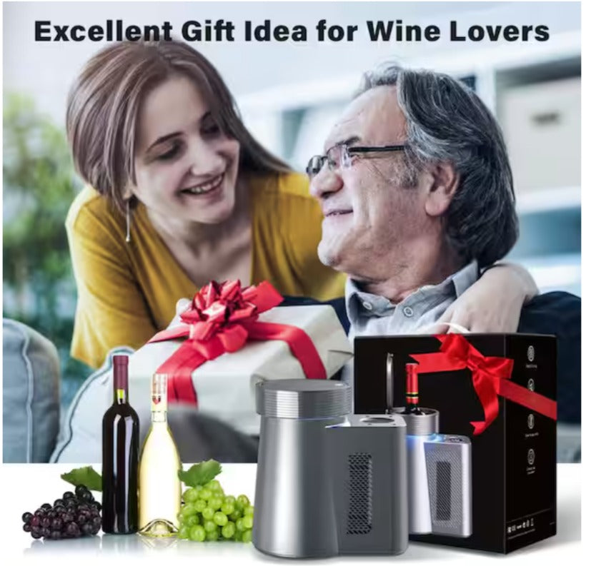 5.9 in. Portable Single Bottle Cellar Cooling Unit Wine Beverage Cooler in Stainless Steel + Car Charger Adapter