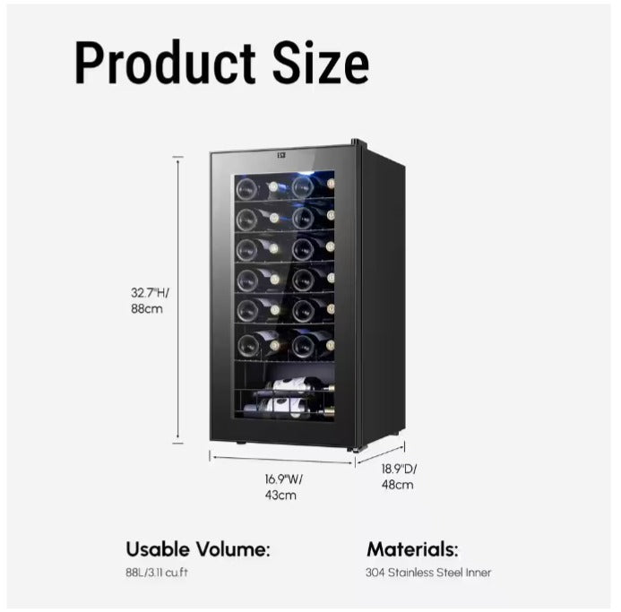 24 in. Dual Zone 46-Bottles Built-In Wine Cooler Refrigerator