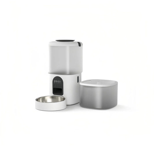 Smart Food & Water Dispenser Combo - 4.5L Feeder, 2.5L Tank,Multifunctional Control Panel, Battery Backup, APP/WiFi/Video Options
