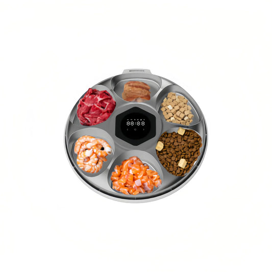 Smart Food Dispenser with Ice Lock Freshness - 6-Tray Auto Feeder, 30-Day Battery, APP Control (Optional)