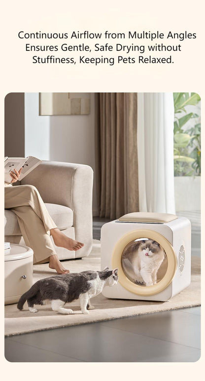 Automatic Pet Dryer Box for Cats and Small Dogs, 37dB Ultra Quiet 62L Capacity Cat Dryer Box with APP Control, 360°Efficient Dog Dryer Box and Smart Temperature Control for Pet Grooming