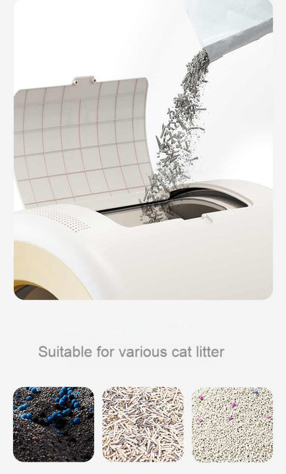 Meluaimpet 65L+11L Self Cleaning Cat Litter Box with App Control, Odor-Free Pet Waste Disposal with Filter