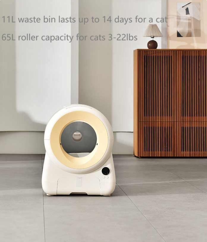 Meluaimpet 65L+11L Self Cleaning Cat Litter Box with App Control, Odor-Free Pet Waste Disposal with Filter