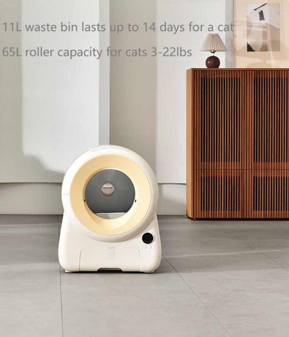 Meluaimpet 65L+11L Self Cleaning Cat Litter Box with App Control, Odor-Free Pet Waste Disposal with Filter