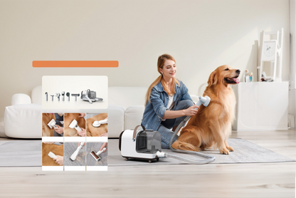 6 In 1 Pet Grooming Kit 2.5L Capacity Dust Cup Quiet Pet Vacuum Groomer Professional At-Home Pet Hair Cleaner