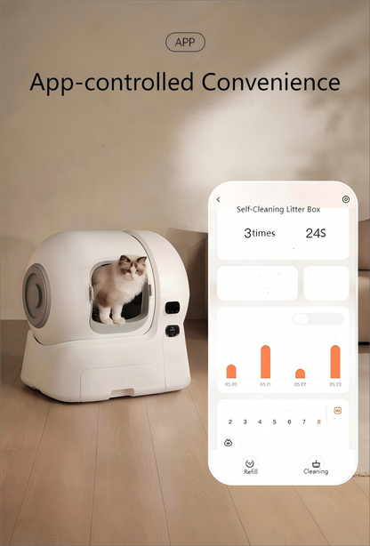 106L+12L Large Capacity Self-Cleaning Cat Litter Box with 2.4G WiFi & App Control, Automatic Refill System, Dual Filters Included for Multiple Cats