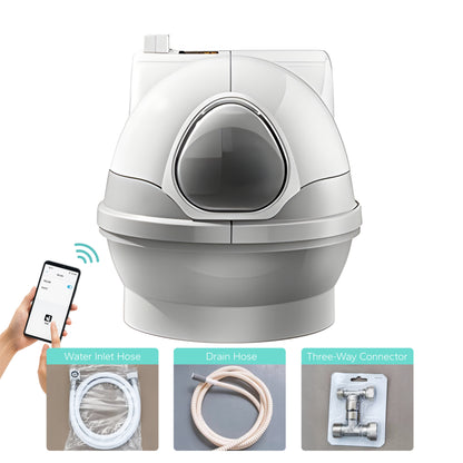 Meluaimpet ScoopFree Automatic Self-Cleaning Cat Litter Box  App Controlled with Health Monitoring Flushable Cat Litter Advanced Odor Control