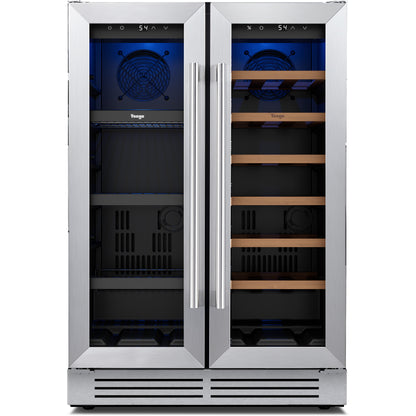 24 in. 20-Bottles Wine and 60-Cans Beverage Cooler Dual Zone Refrigerator