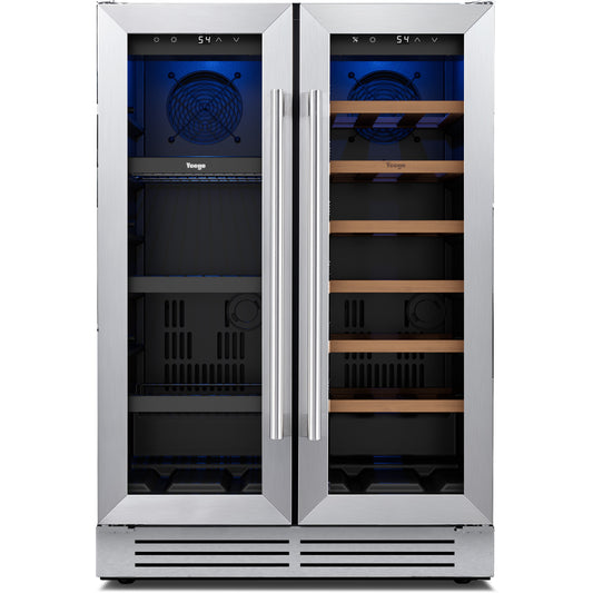 24 in. 20-Bottles Wine and 60-Cans Beverage Cooler Dual Zone Refrigerator