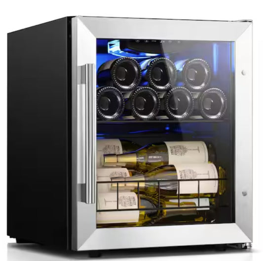 Single Zone 12-Bottle Freestanding Compressor Wine Cooler Refrigerator Fridge Cellar Cooling Unit in Stainless Steel