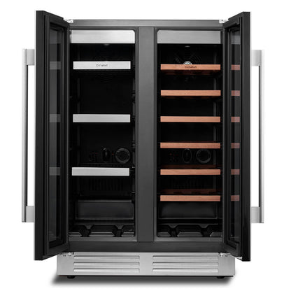 24'' Dual Zone Wine and Beverage Fridge with French Door