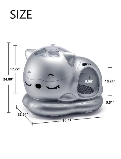 Meluaimpet Self-Cleaning Litter Box - Cat-Shaped Design for Comfort, 80L+10L Capacity, Smart App Control, Automatic
