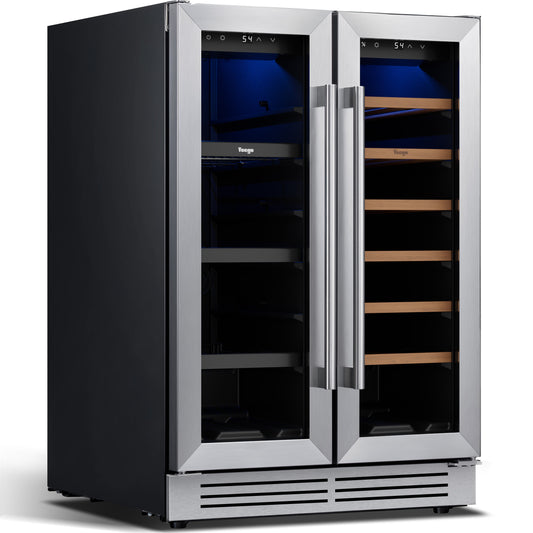 24 in. 20-Bottles Wine and 60-Cans Beverage Cooler Dual Zone Refrigerator