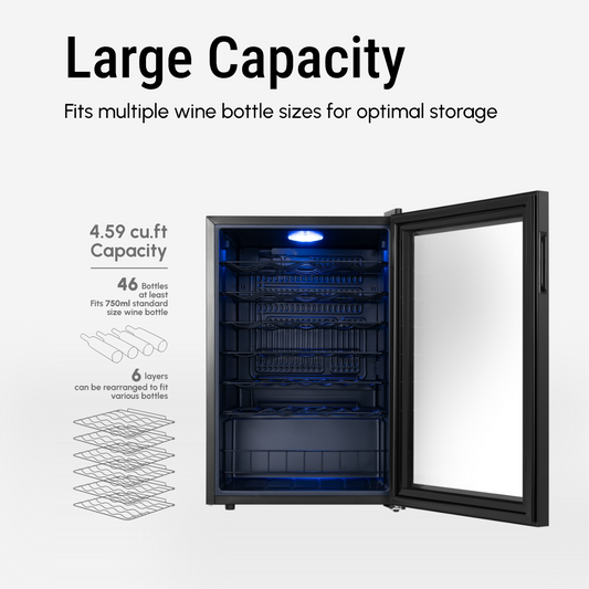 20 Bottles Single Zone 16.9 in. Compressor Wine Cooler Refrigerator