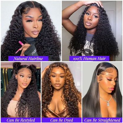 20 Inch Brazilian Raw Virgin Hair 13x6 13X4 Natural Deep Wave Glueless Frontal Human Hair Transparent HD Lace Front Wigs