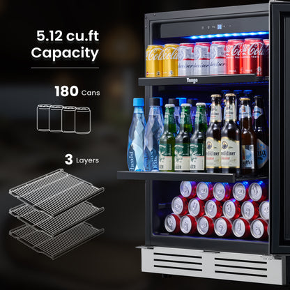 24 in. Single Zone 180-Cans Beverage Cooler