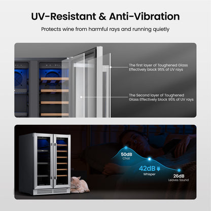24 in. 20-Bottles Wine and 60-Cans Beverage Cooler Dual Zone Refrigerator