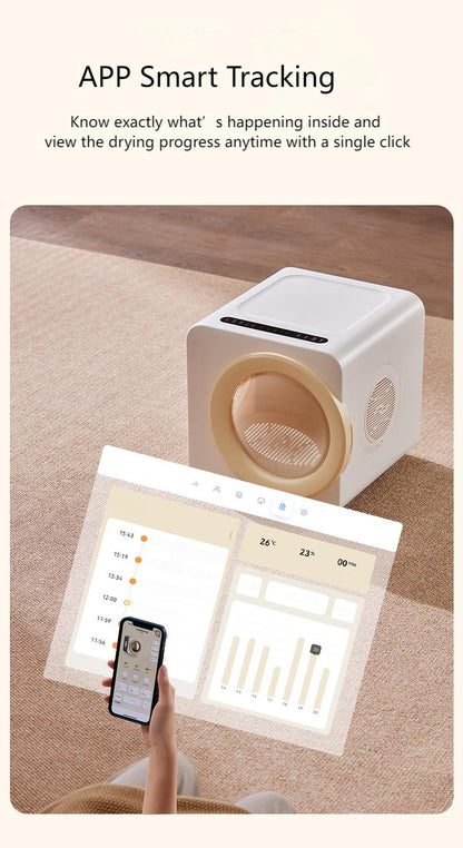 Automatic Pet Dryer Box for Cats and Small Dogs, 37dB Ultra Quiet 62L Capacity Cat Dryer Box with APP Control, 360°Efficient Dog Dryer Box and Smart Temperature Control for Pet Grooming