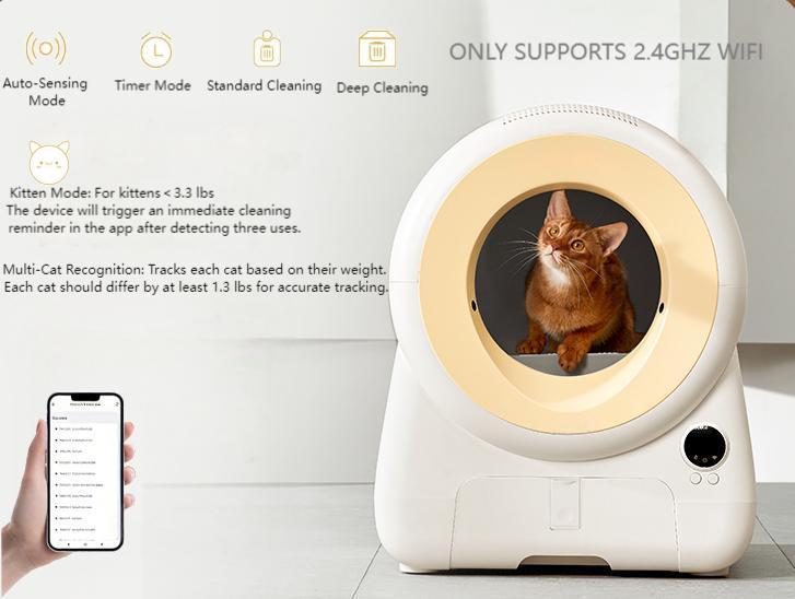 Meluaimpet 65L+11L Self Cleaning Cat Litter Box with App Control, Odor-Free Pet Waste Disposal with Filter
