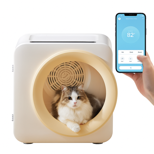 Automatic Pet Dryer Box for Cats and Small Dogs, 37dB Ultra Quiet 62L Capacity Cat Dryer Box with APP Control, 360°Efficient Dog Dryer Box and Smart Temperature Control for Pet Grooming