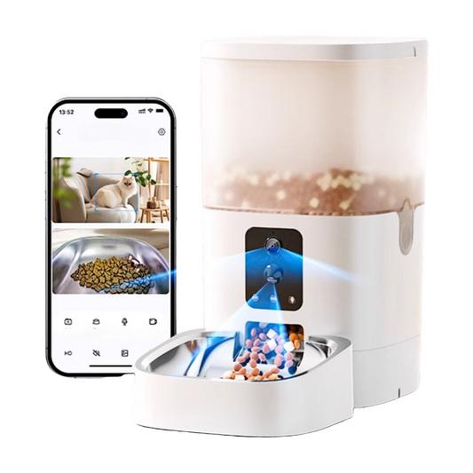 Smart Dual-Camera Pet Feeder & Waterer with AI Pet Recognition, APP Remote Control, Dual Power Supply, 4L/6L Capacity – HD Video & Voice, Timed Feeding, Easy-Clean Design
