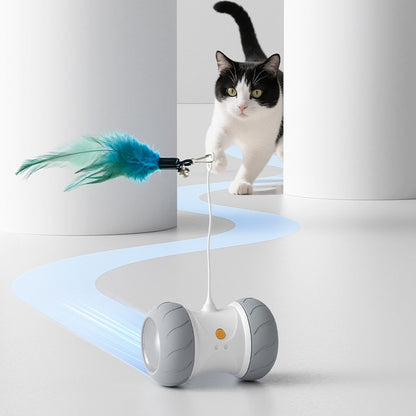 Automatic Cat Toys Interactive Feather Toys, Pet Exercise Electric Toys for Indoor with Feather, APP Control