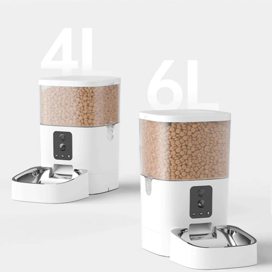 Smart Dual-Camera Pet Feeder & Waterer with AI Pet Recognition, APP Remote Control, Dual Power Supply, 4L/6L Capacity – HD Video & Voice, Timed Feeding, Easy-Clean Design